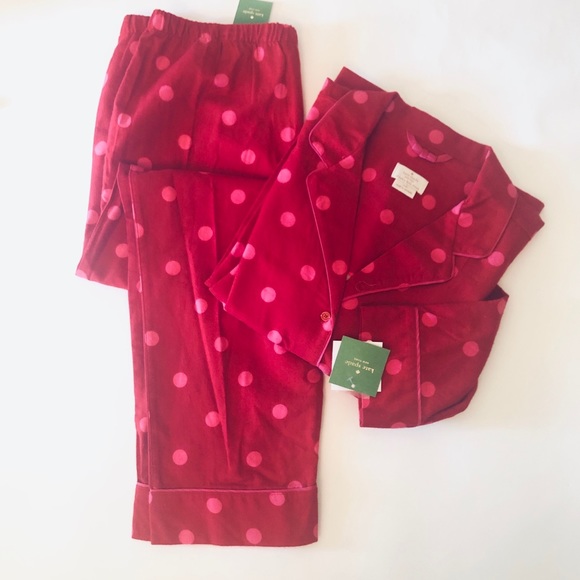 Kate Spade Red Pink Flannel Pajama Set L XLNew - Picture 8 of 8